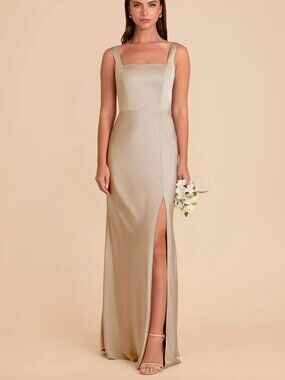 Birdy Grey Aex Dress in Matte Satin Neutral Champagne